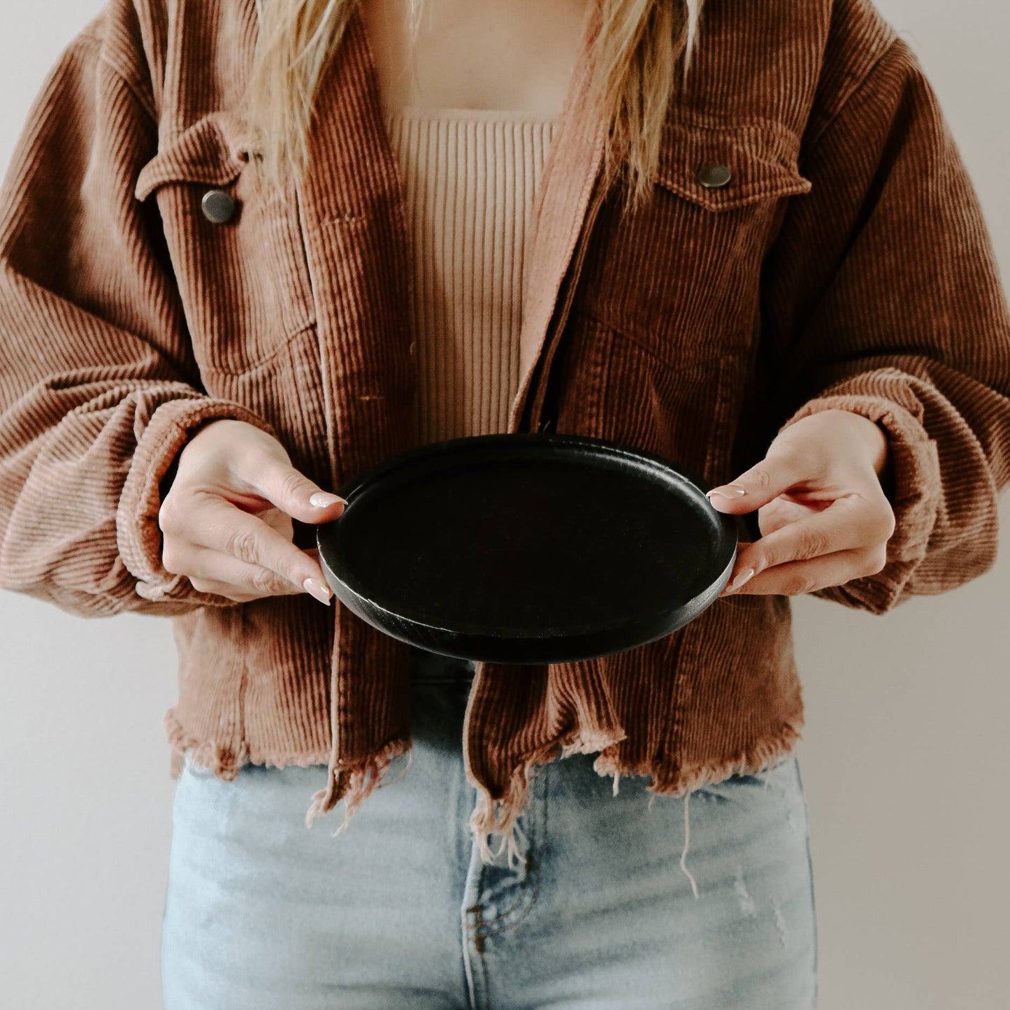 Black Round Wood Tray - Home Decor & Gifts