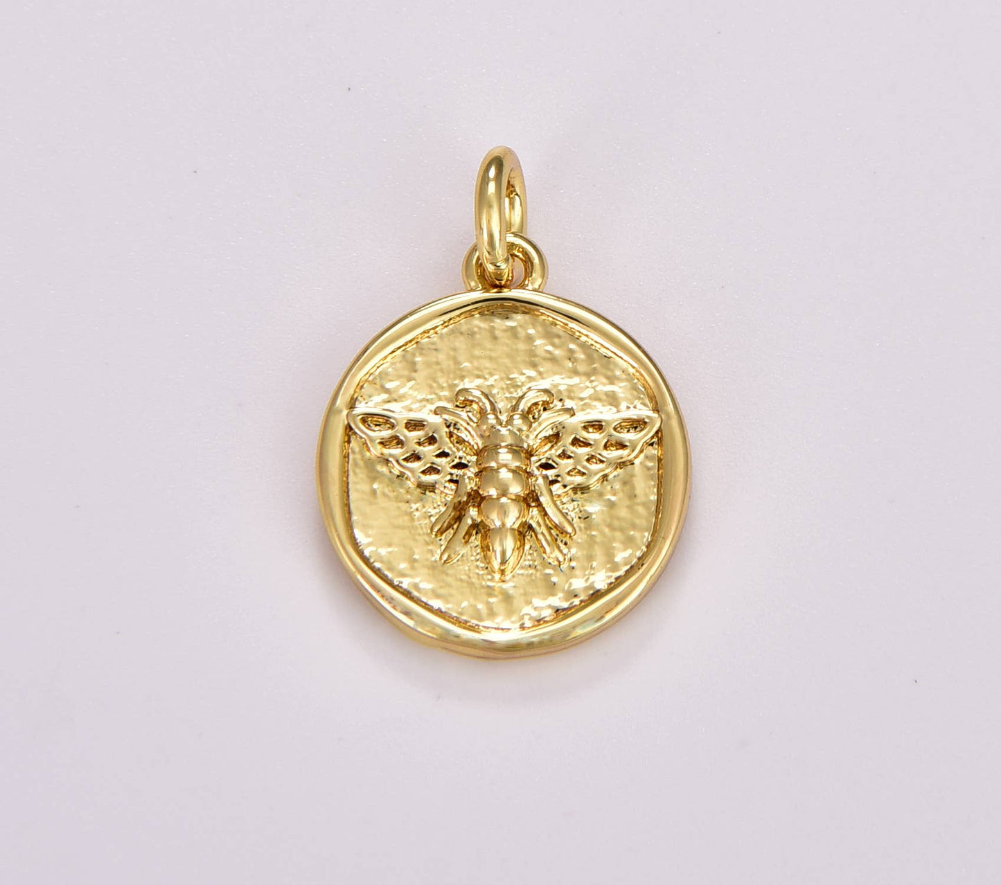 Gold Filled Queen Bee Medallion Charm Pendant, CP1709
