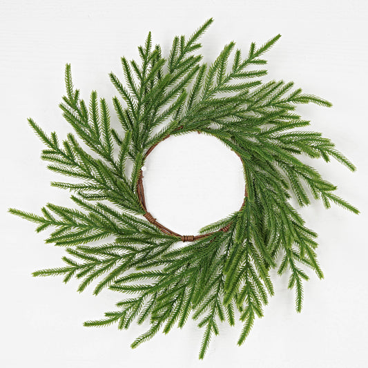 31853- 17in(6.5)Wreath-Soft touch Evergreen Norfolk Pine
