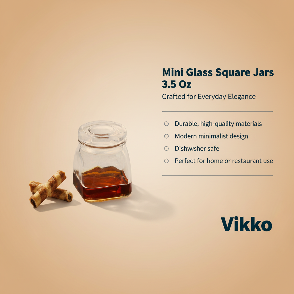 Vikko - Mini Glass Square Jars 3.5 Oz