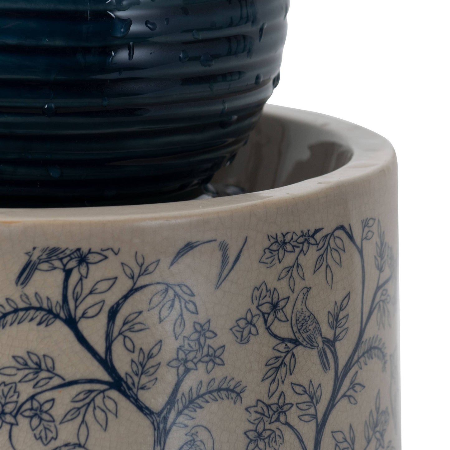 Georgie Chinoiserie Garden Ceramic Water Fountain with Pump