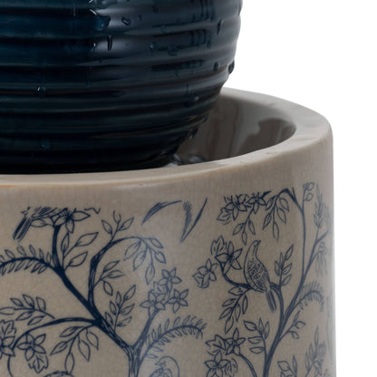 Georgie Chinoiserie Garden Ceramic Water Fountain with Pump