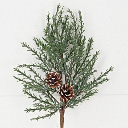 32116-17in Bush-Twiggy Cypress w. snowy pinecones
