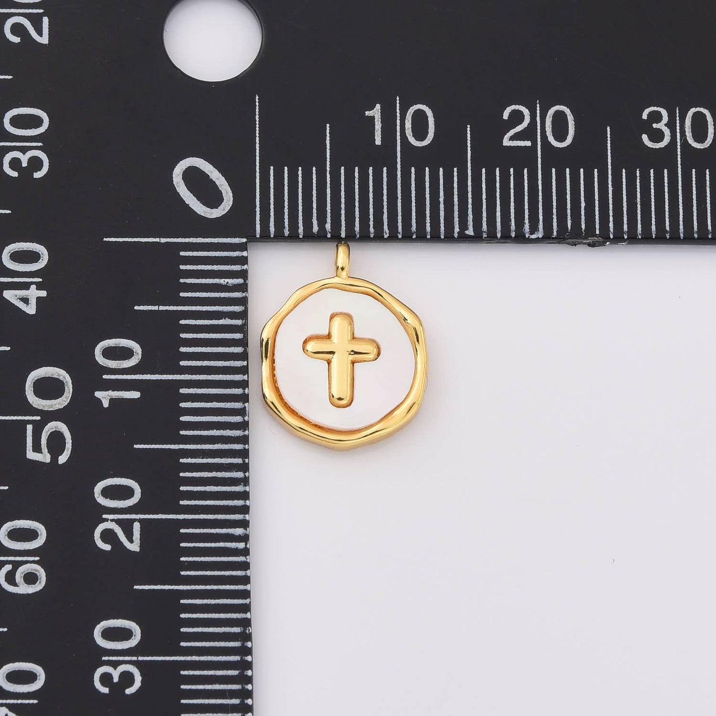 Gold Filled Cross Charm with Mother of Pearl Inlay, CP2238