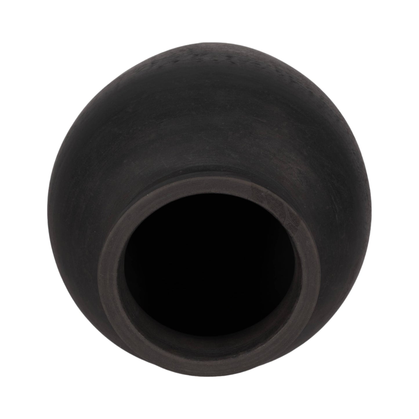 Decorative Vase - Black Ceramic Round Pottery Jug, 10 in.