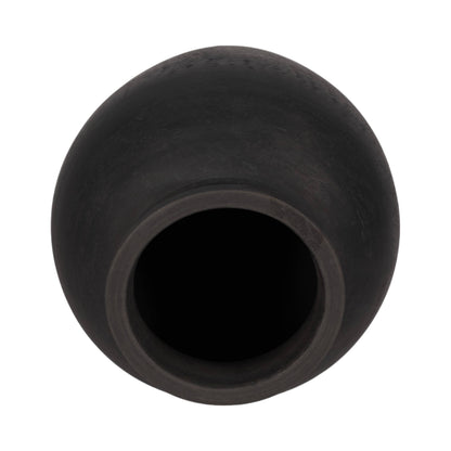 Decorative Vase - Black Ceramic Round Pottery Jug, 10 in.