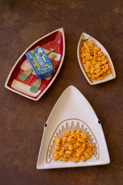 SET OF TWO CERAMIC BOAT PLATTERS