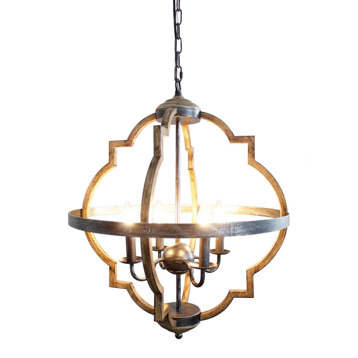 Lusteria Farmhouse Black 4-Light Candle Island Chandelier