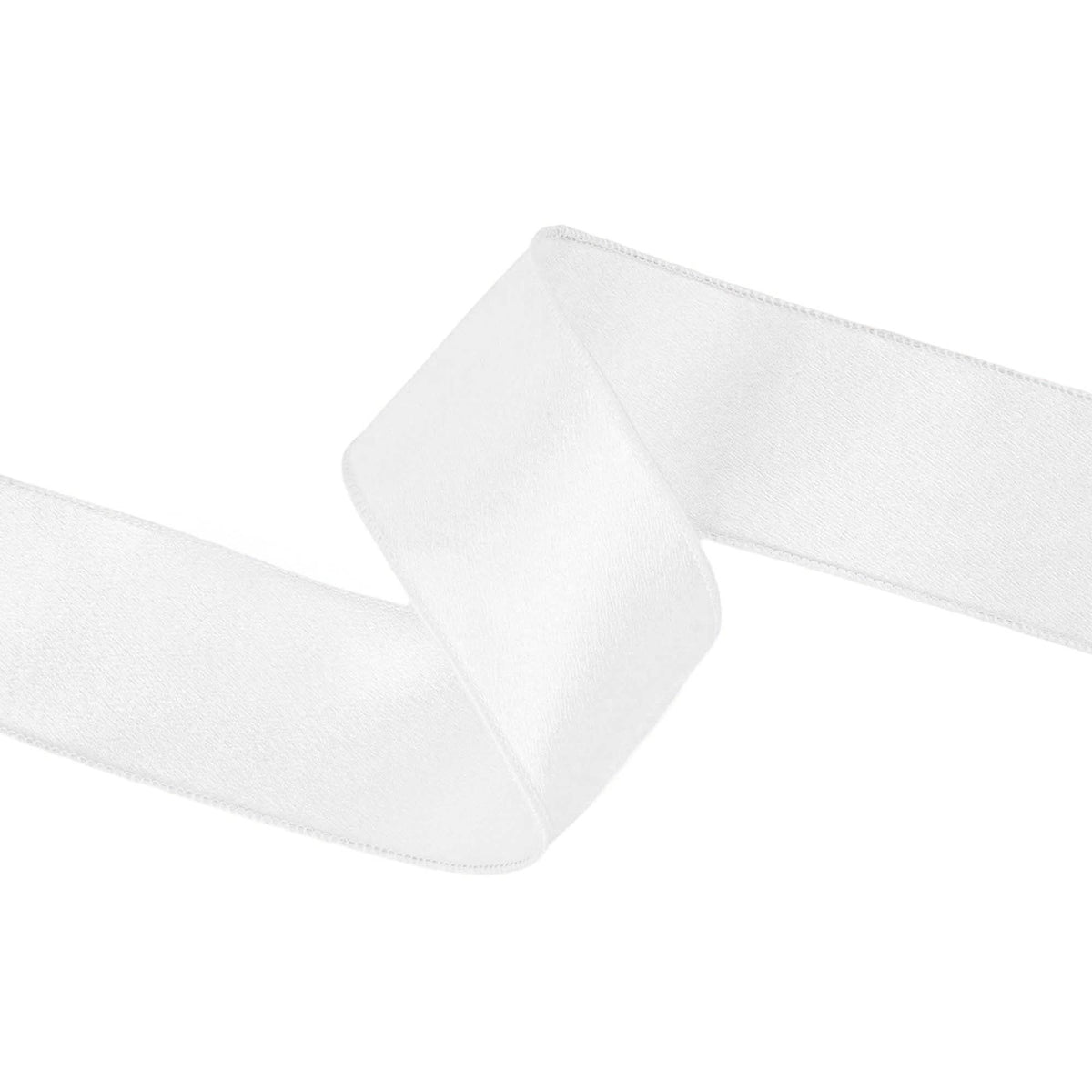 Wired Shimmer Satin Ribbon White 10 Yard Roll