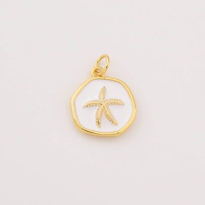 Gold Filled Starfish Charm Blue or White Enamel CP2276