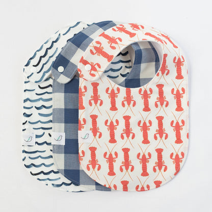 Charlie Snap Bib - Denim Gingham