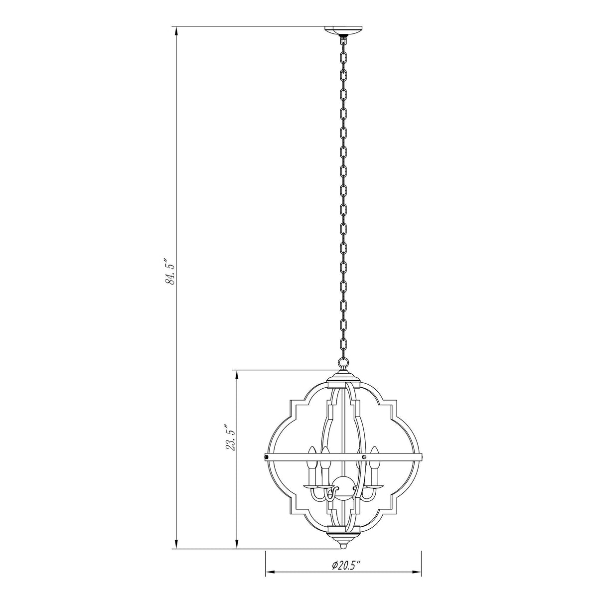Lusteria Farmhouse Black 4-Light Candle Island Chandelier