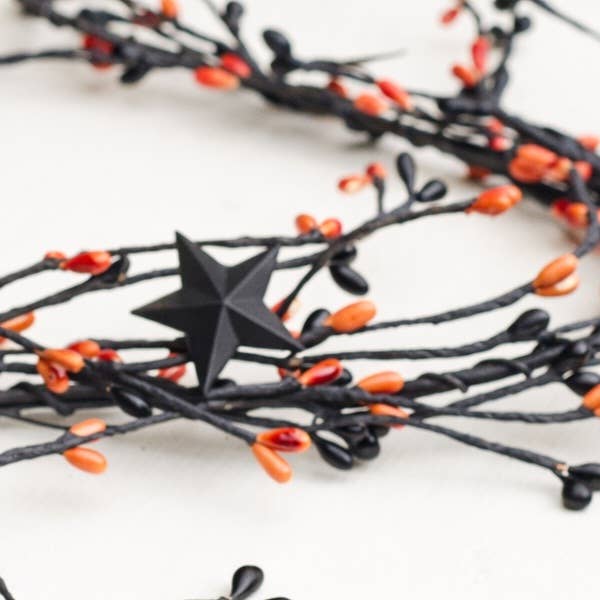 48" L  Halloween Black and Orange Pip Berries Garland