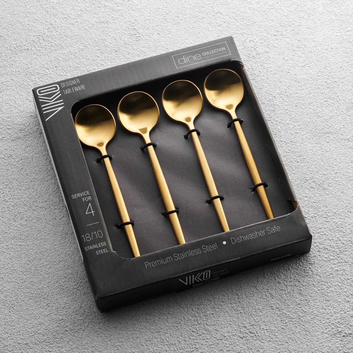 Vikko - Vera, Brushed Gold, 18/10 SS, Coffee Spoon, 4 Pk