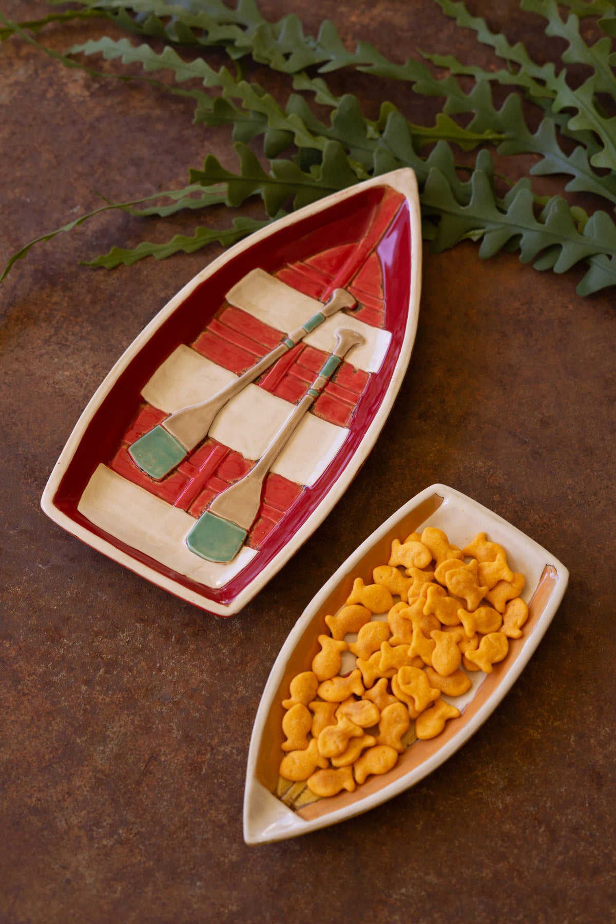 SET OF TWO CERAMIC BOAT PLATTERS