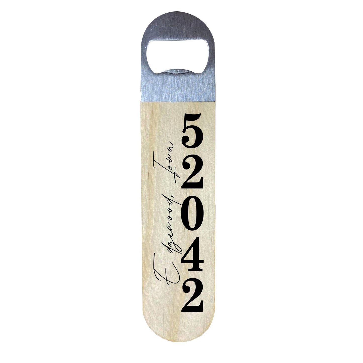 Personalized White Zip City State Bottle Opener