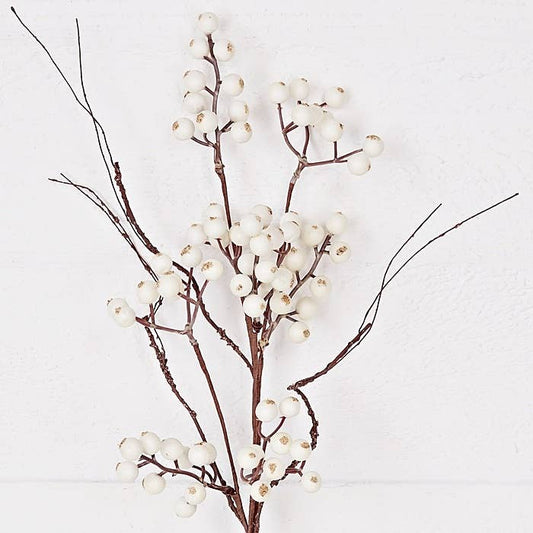 30825- 19in Pick-White snowberries with wispy twigs-