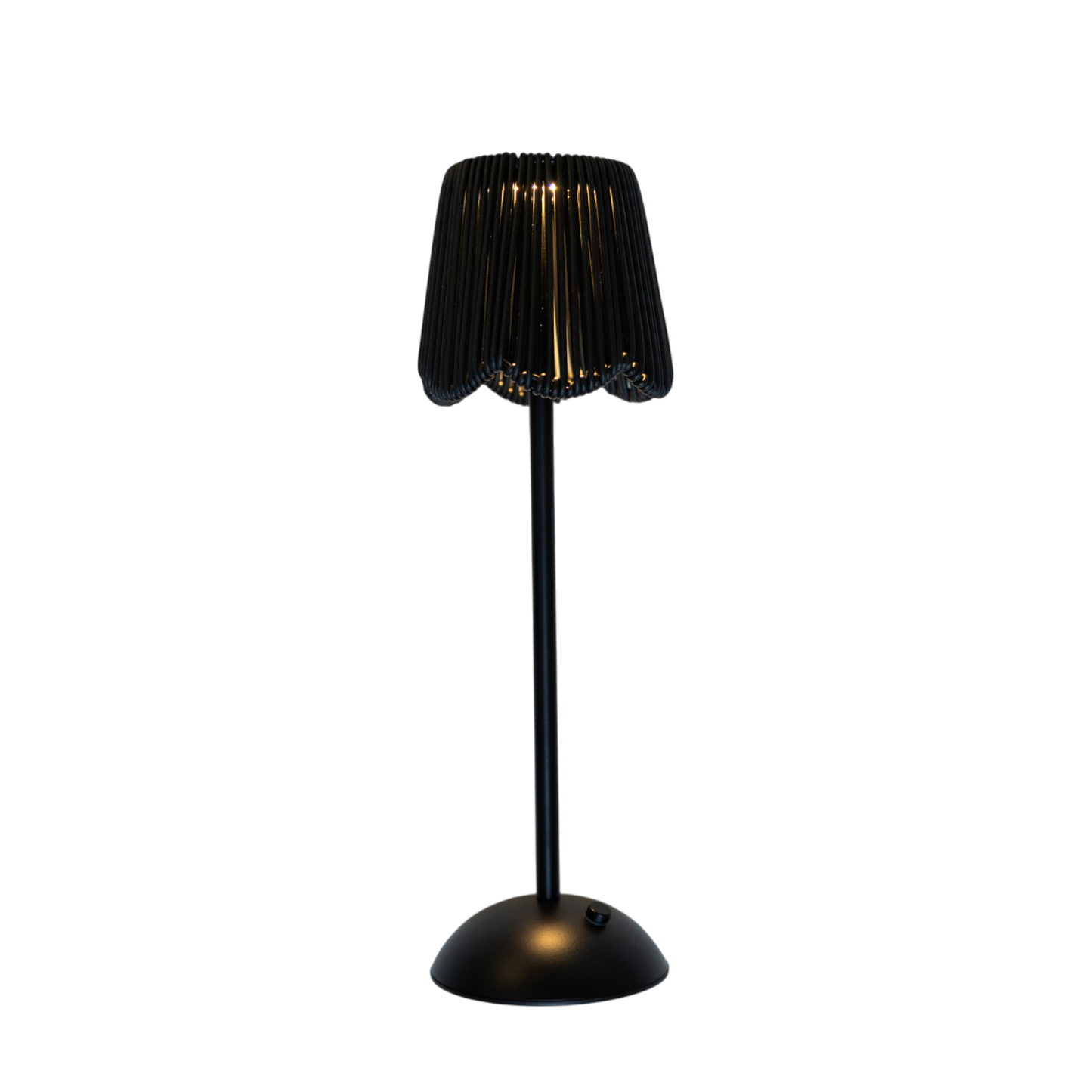 LED104 LED USB Lamp - Scalloped Rattan Shade - Black 4.25" x 4.25" X  14.25" PK 4