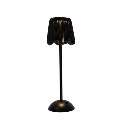 LED104 LED USB Lamp - Scalloped Rattan Shade - Black 4.25" x 4.25" X  14.25" PK 4