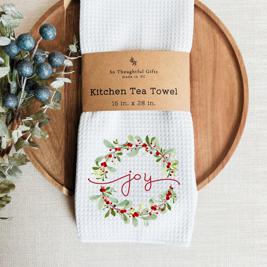 Christmas Dish Towel - Joy Wreath | Kitchen Towel