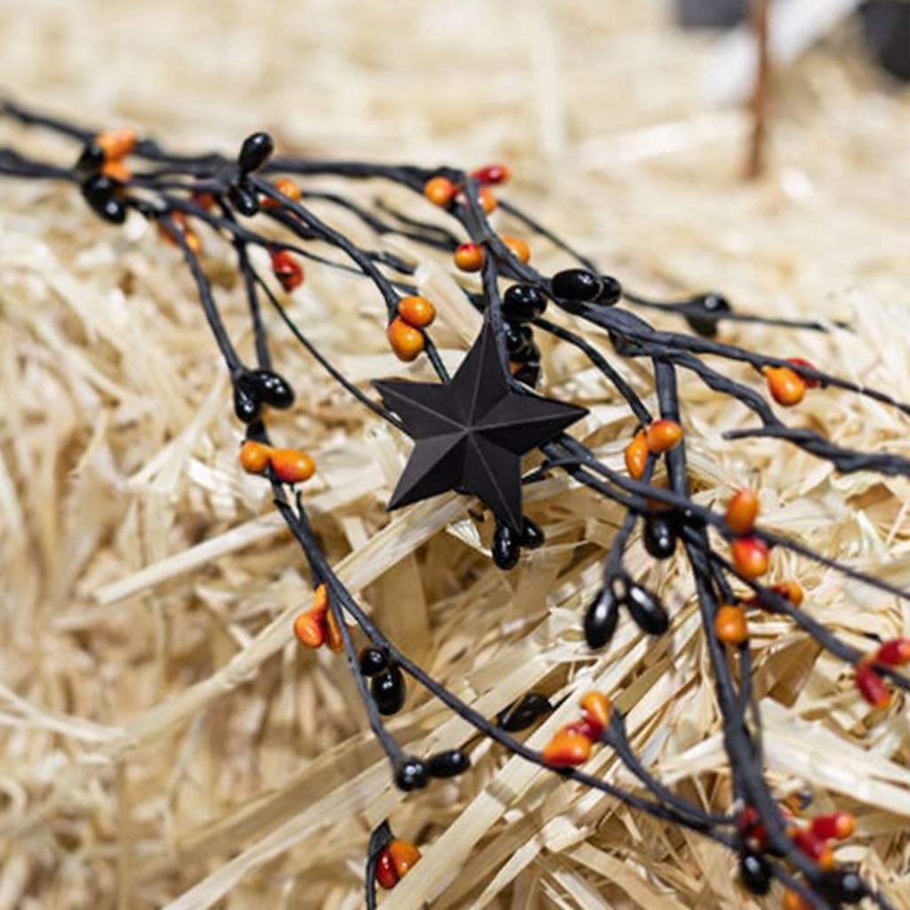 48" L  Halloween Black and Orange Pip Berries Garland