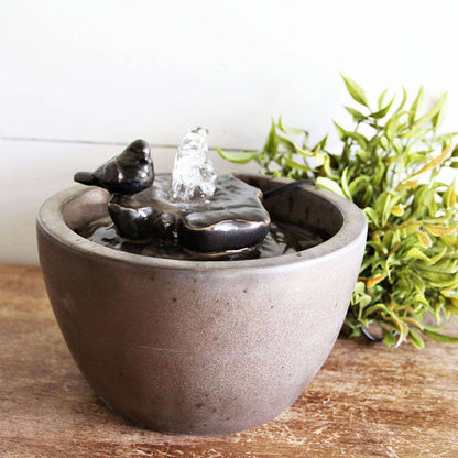 Bronze Bird on Leaf Garden Water Fountain with Pump