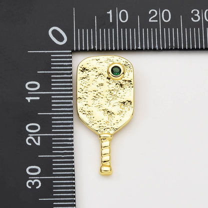 Gold Filled Pickleball Paddle Charm CZ Micro Pave, CP2060
