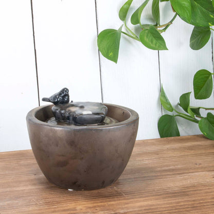 Bronze Bird on Leaf Garden Water Fountain with Pump