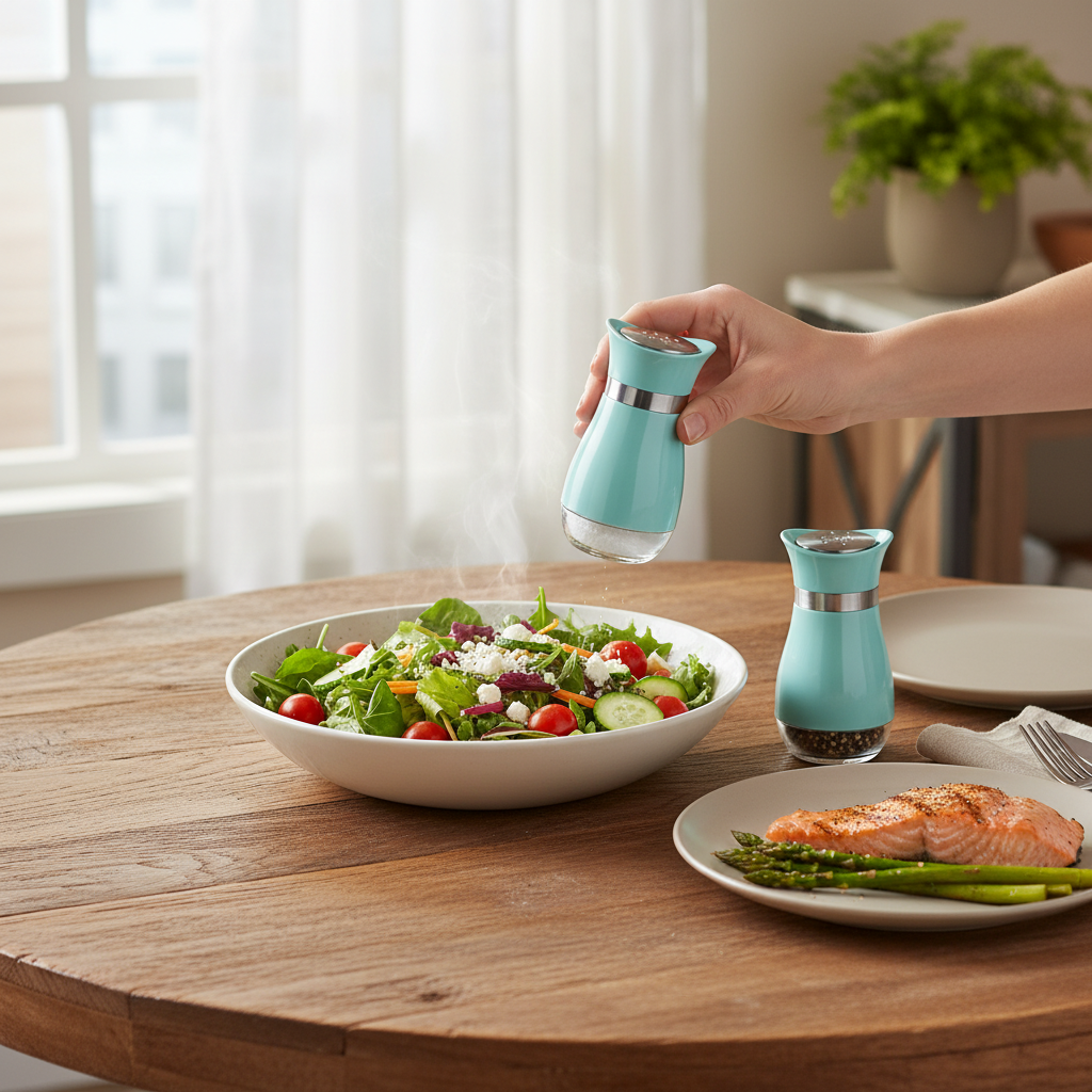 MITBAK Elegant Salt and Pepper Shakers Set with Glass Bottom