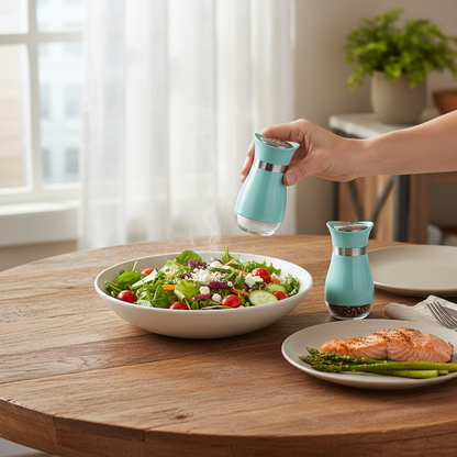 MITBAK Elegant Salt and Pepper Shakers Set with Glass Bottom