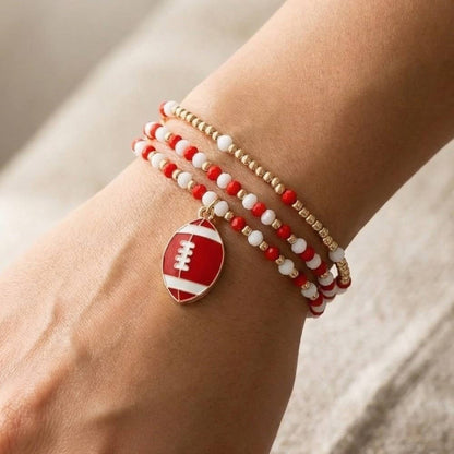 Game Day Colors Enamel Football Beaded Bracelet