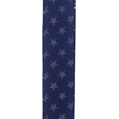 Patriotic Stars On Navy Wired Edge, Navy, 1-1/2 In, 20 Yards