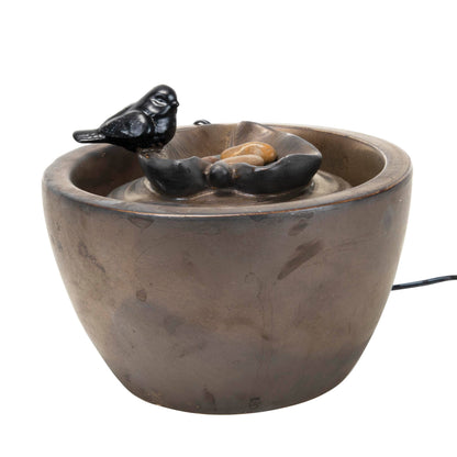 Bronze Bird on Leaf Garden Water Fountain with Pump