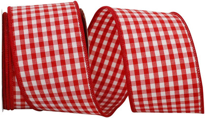 Gingham Check Wired Edge, Red, 2-1/2 In, 10 Yards