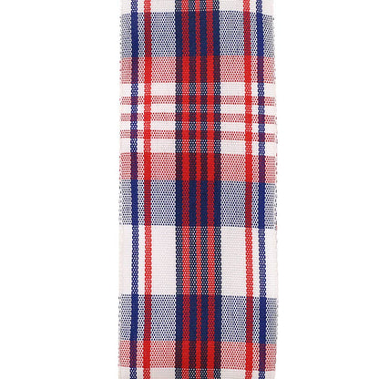 Patriotic Plaid Woven Wired Edge, White, 1-1/2 In, 20 Yards