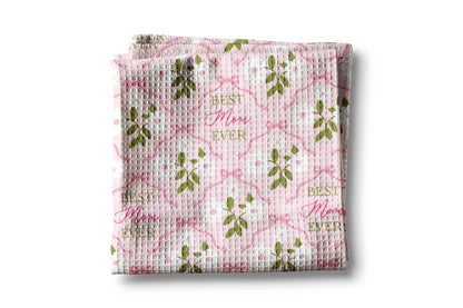 "Best Mom Ever" Mother's Day Gift Kitchen Towel Waffle