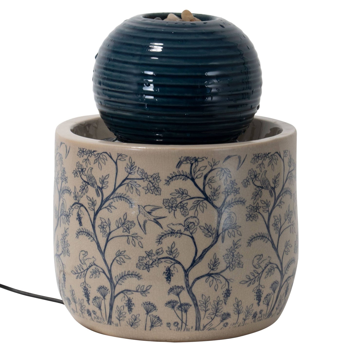 Georgie Chinoiserie Garden Ceramic Water Fountain with Pump