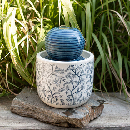 Georgie Chinoiserie Garden Ceramic Water Fountain with Pump