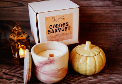 Golden Harvest Concrete Candle