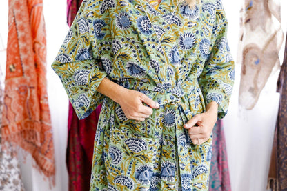 Minted Motif Block Print Robe