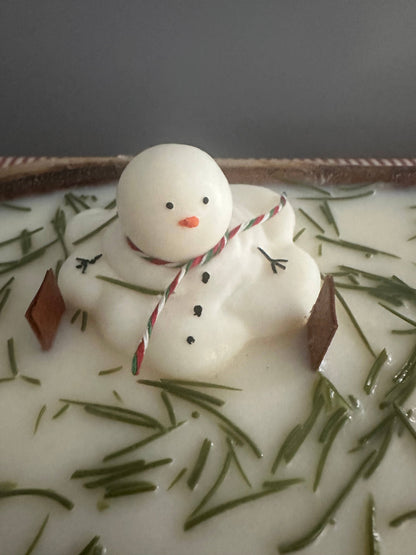 SOLD OUT.  Snowman Dough Bowl Soy Wax Candle 