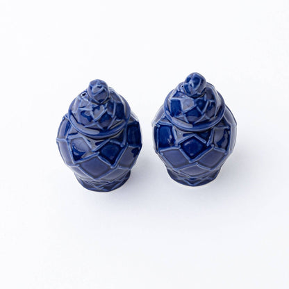 Navy Textured Jar Salt & Pepper Shaker Boxed Set