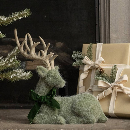 GREEN FELT DEER