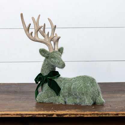 GREEN FELT DEER