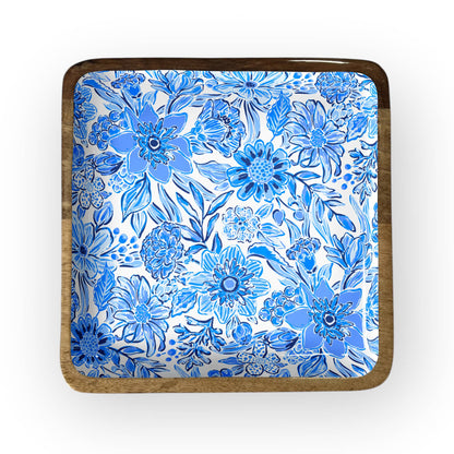 Blue Floral Square Trays (8", 10" or 12" in Packs of 2) 6-07
