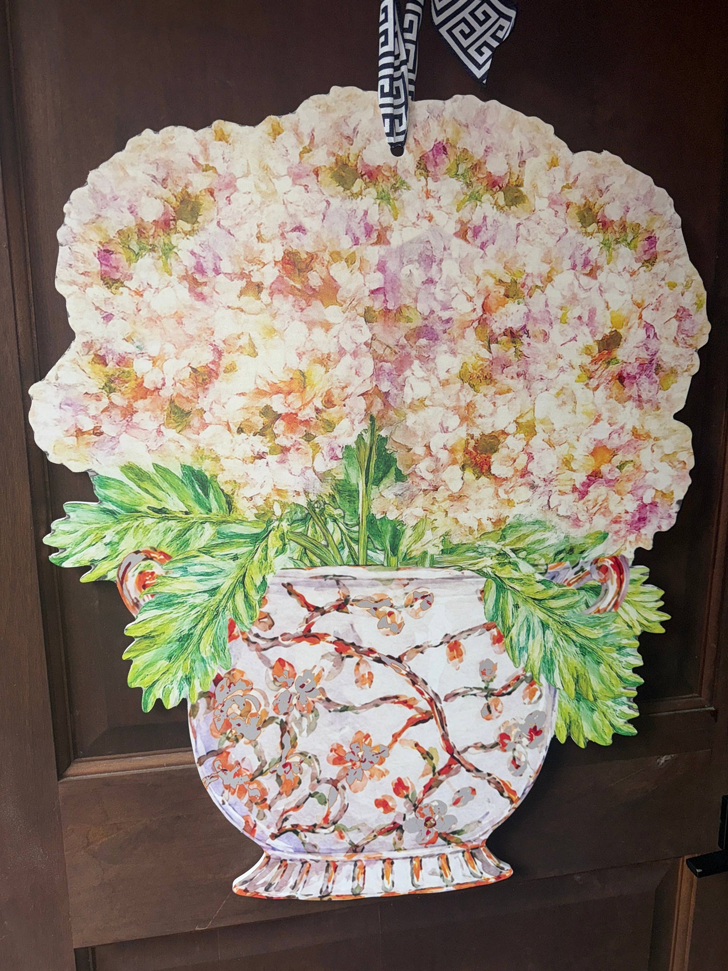 LARGE Designer Hydrangeas Ginger Jar Door Hanger