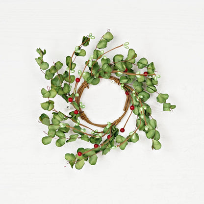 510533- 4in(11) Ring-Ruffled Green Boxwood Leaves with Berry