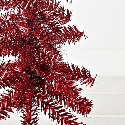 M32758-Glittered Tinsel Tree-RED (16inH)