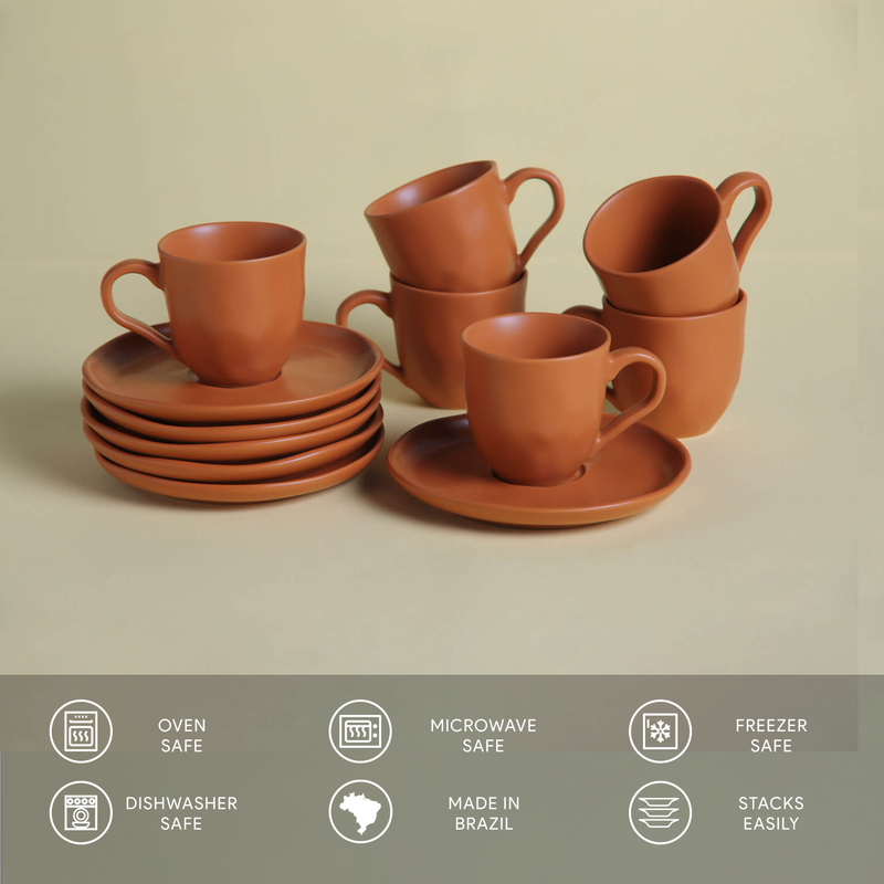 Organic Expresso coffee cup and Saucer 4.06 Oz Terracotta