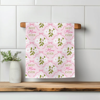 "Best Mom Ever" Mother's Day Gift Kitchen Towel Waffle